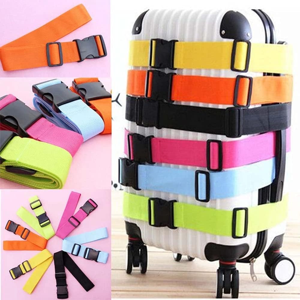 2 Pack Suitcase Belts, Adjustable Luggage Straps, Bright Colors Travel Packing Straps with Quick