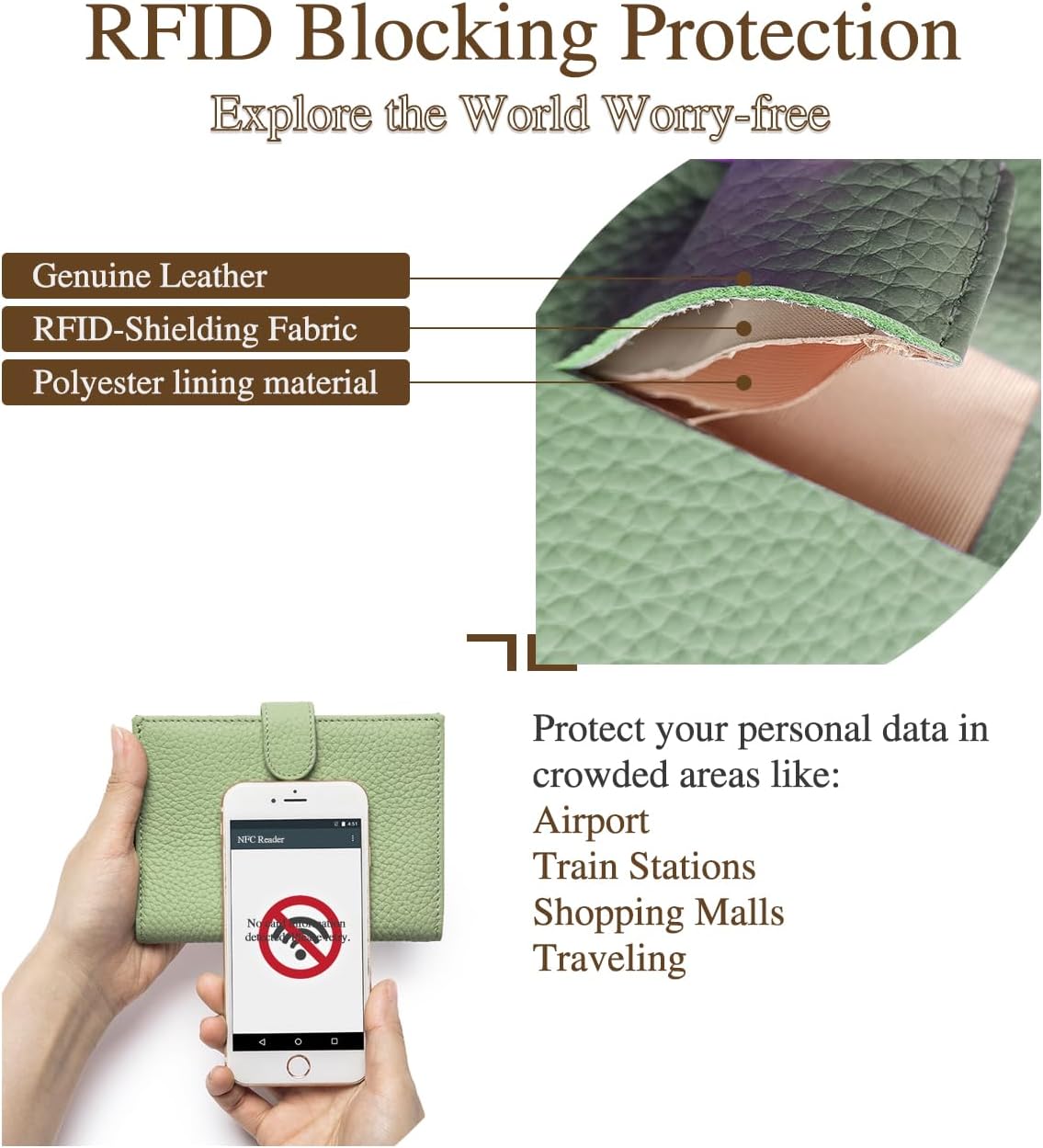 RFID Leather Passport Holder for Travel Women – Slim Passport Wallet with 1 Passport Slot & 3 Card
