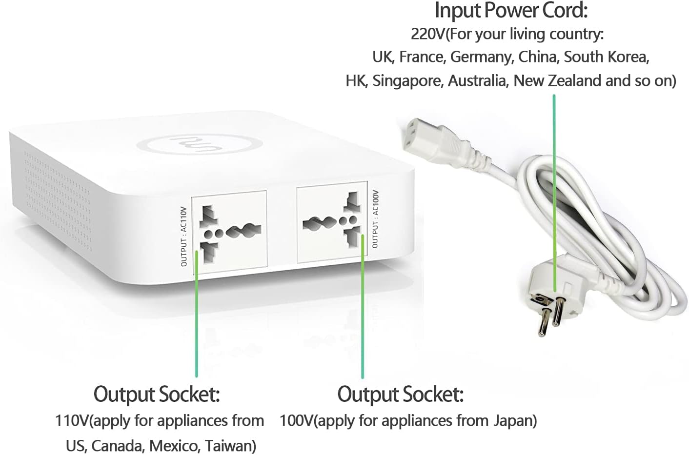 UMI Step Down Voltage 220v to 110v Converter, Travel Power Converter 220V to 110V 300W, Good Transformer for Overseas, Step Down Power Voltage Converter 220V to 110V - US to Europe Voltage Converter