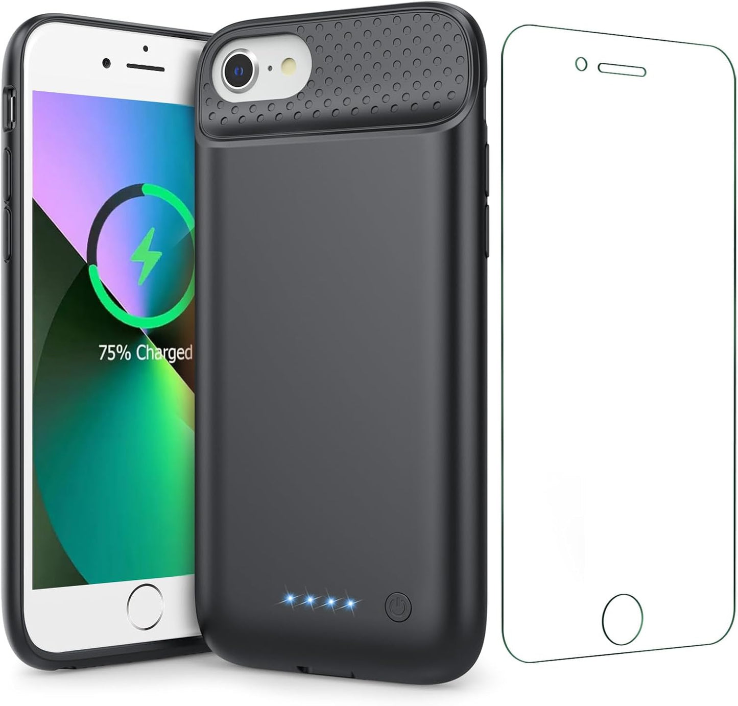 Pxwaxpy Battery Case for iPhone 6/6s/7/8/SE(2022/2020)(6.1 Inch), Upgraded Ultra-Slim 7000mAh Portable Extended Battery Pack for iPhone 8, iPhone 7, iPhone 6/6s, iPhone SE Charging Case (Black)