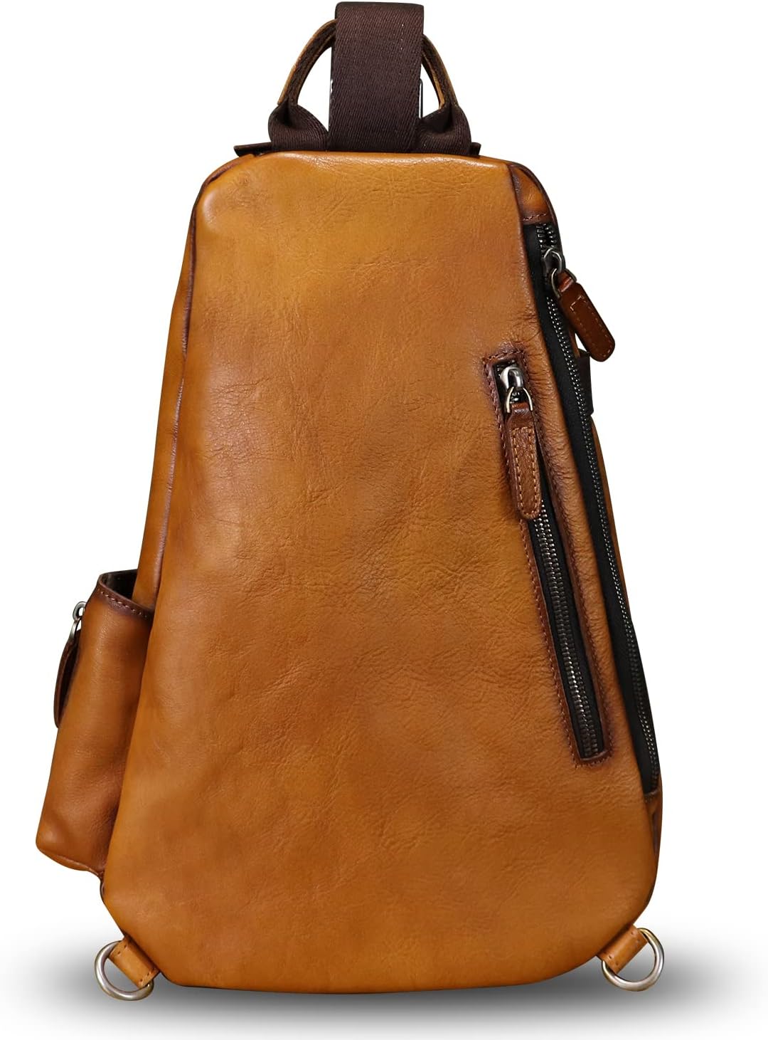 Genuine Leather Sling Bag Crossbody Purse Handmade Hiking Daypack Motorcycle Bag Retro Shoulder Backpack Vintage Chest Pack (Brown)