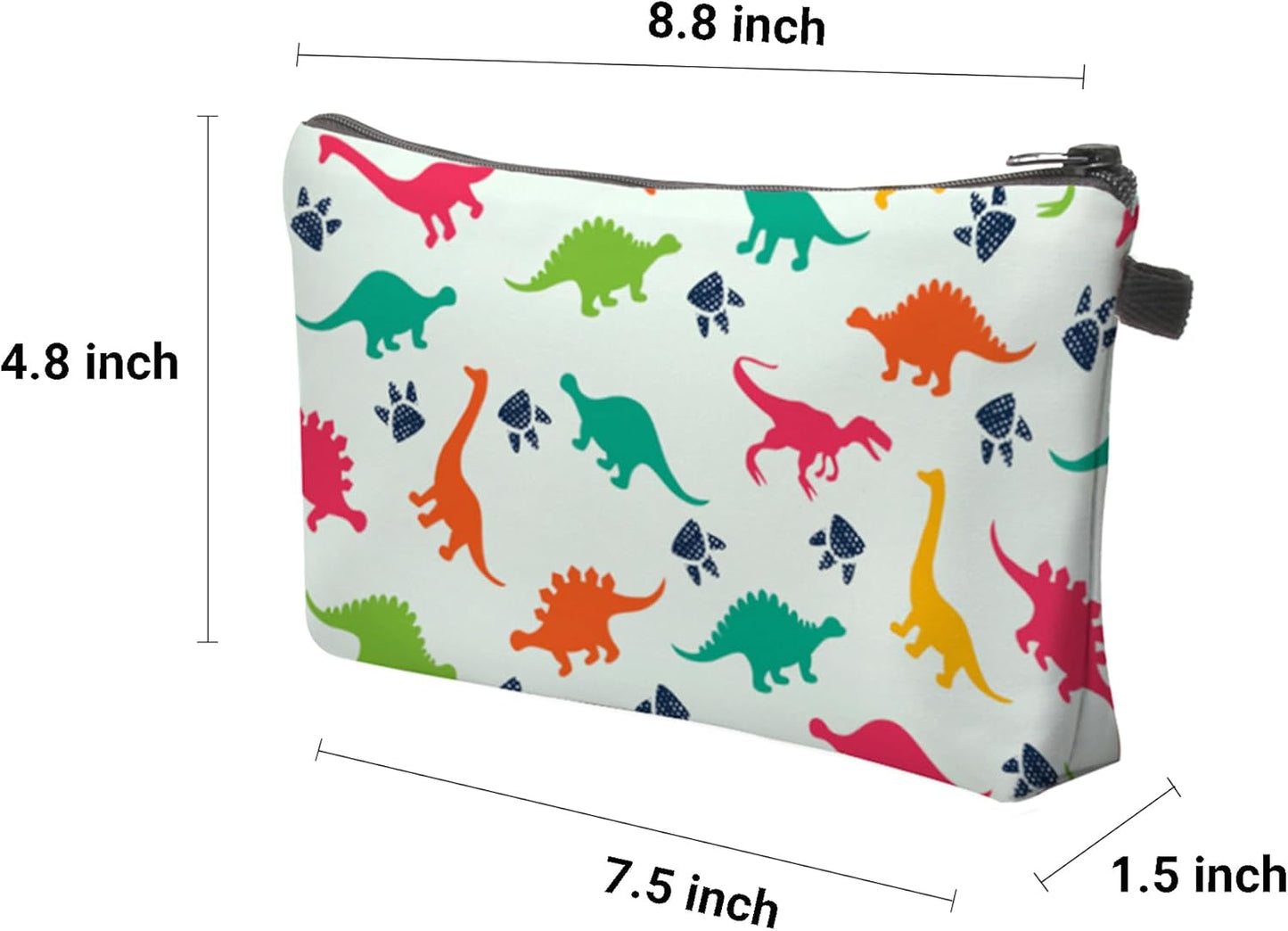 Cute Travel Makeup Bag Cosmetic Bag Small Pouch Gift for Women (Dinosaur Light Mint)