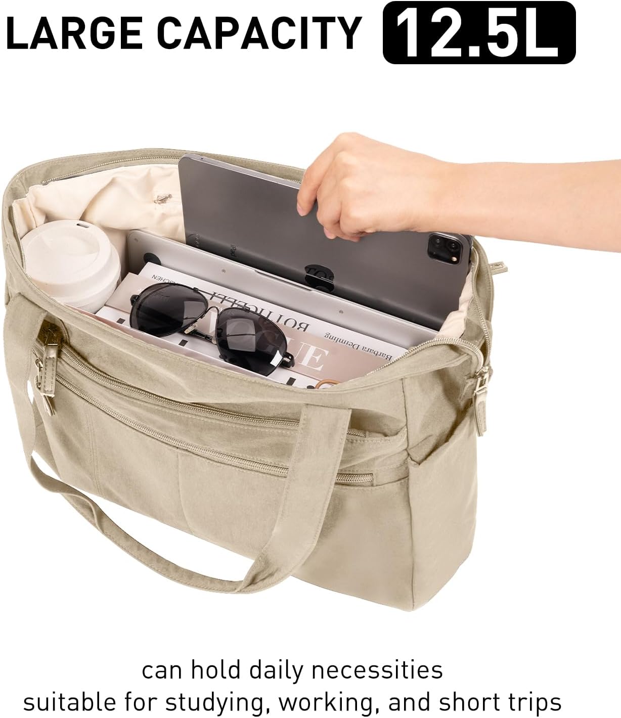 Tote Bag for Women Shoulder Bag Work Bags with Zipper Lightweight Handbags for Travel,Work,School