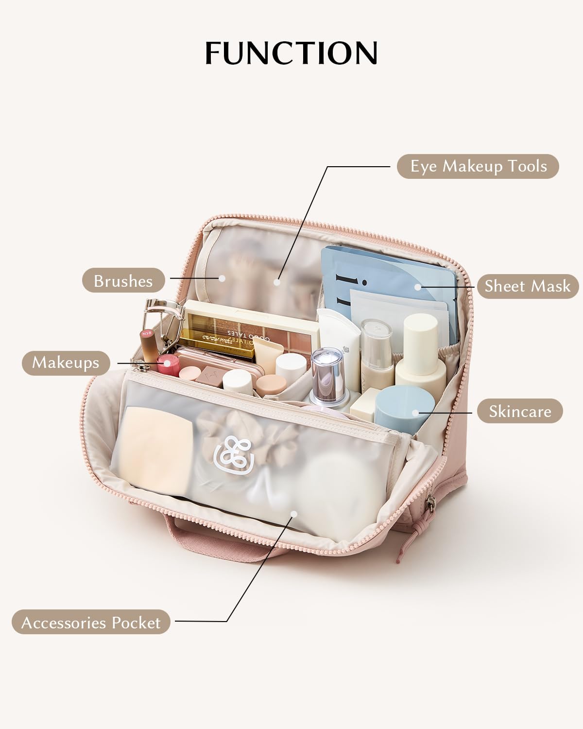 EACHY Standing Makeup Bag - Large Waterproof Cosmetic Bag & Toiletry Bag Organizer with Phone