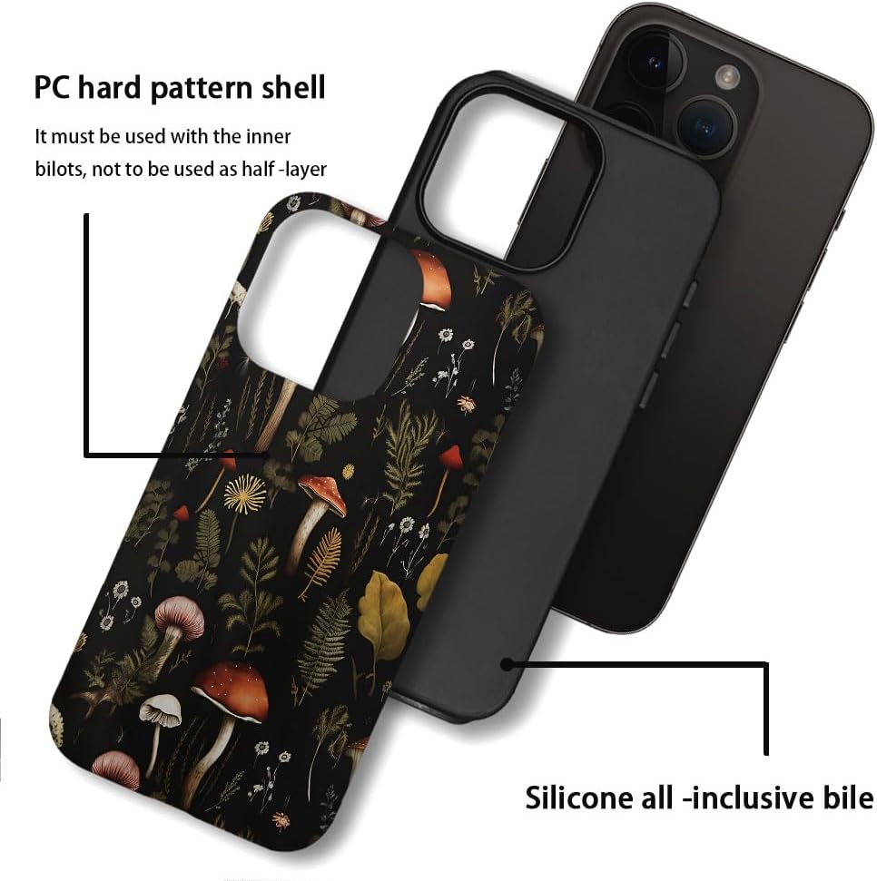 SEized Case Compatible with for iPhone 16 Pro Max,Vintage Mushroom Snail Daisy Leaf Phone Case for Girl Women Boy Men,Durable Protection Phone Case for iPhone 16 Pro Max