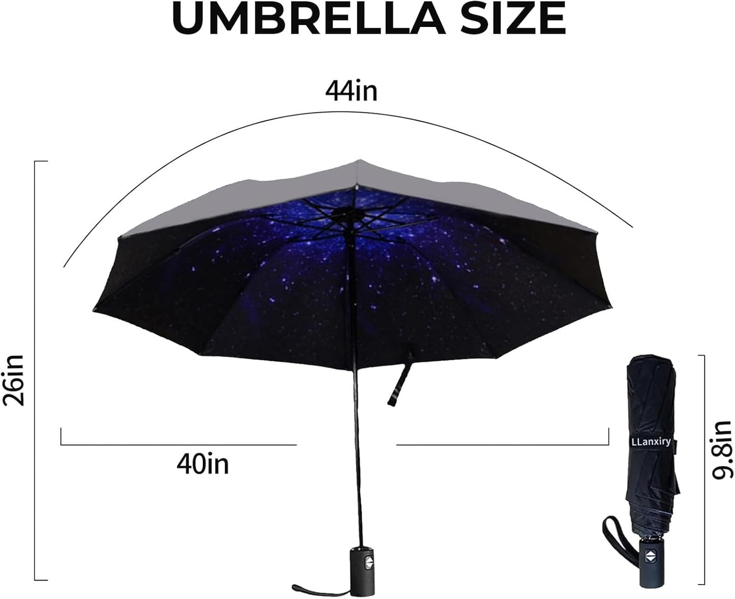 LLanxiry Compact Travel Umbrella, Mini Windproof Umbrellas for Rain & Sun, Small Lightweight Outdoor UV Umbrella, Portable Folding Umbrellas for Travel