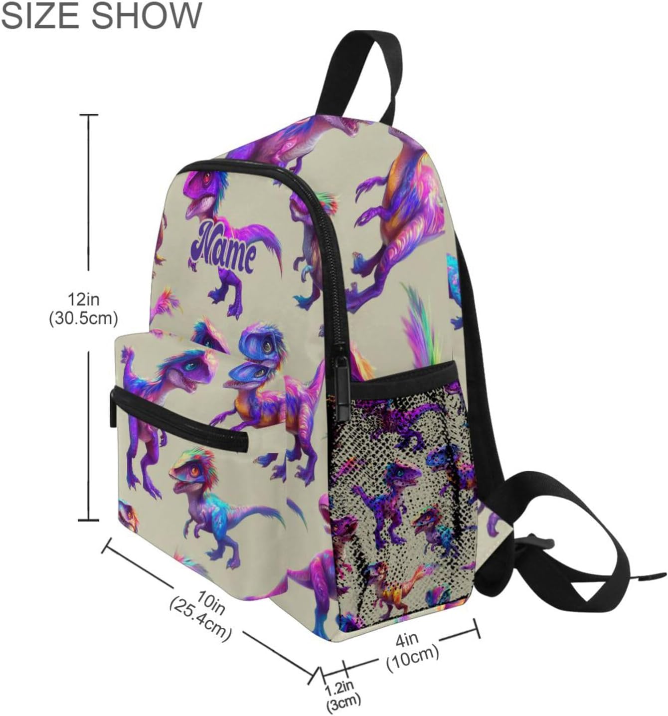 Custom Colorful Dinosaurs1 Preschool Backpack for Toddler Boy Girl,Personalized Backpack with Name Text, Customization Kindergarten School Bookbags - M