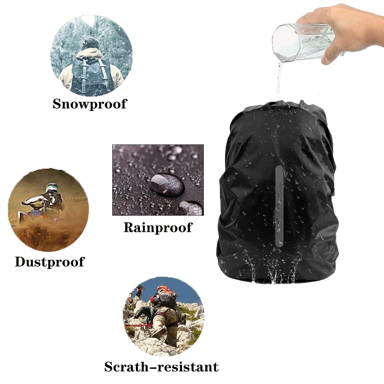 MOPHOEXII 2 Pack Waterproof Backpack Rain Cover, Ultralight Compact Portable Reflective Backpack