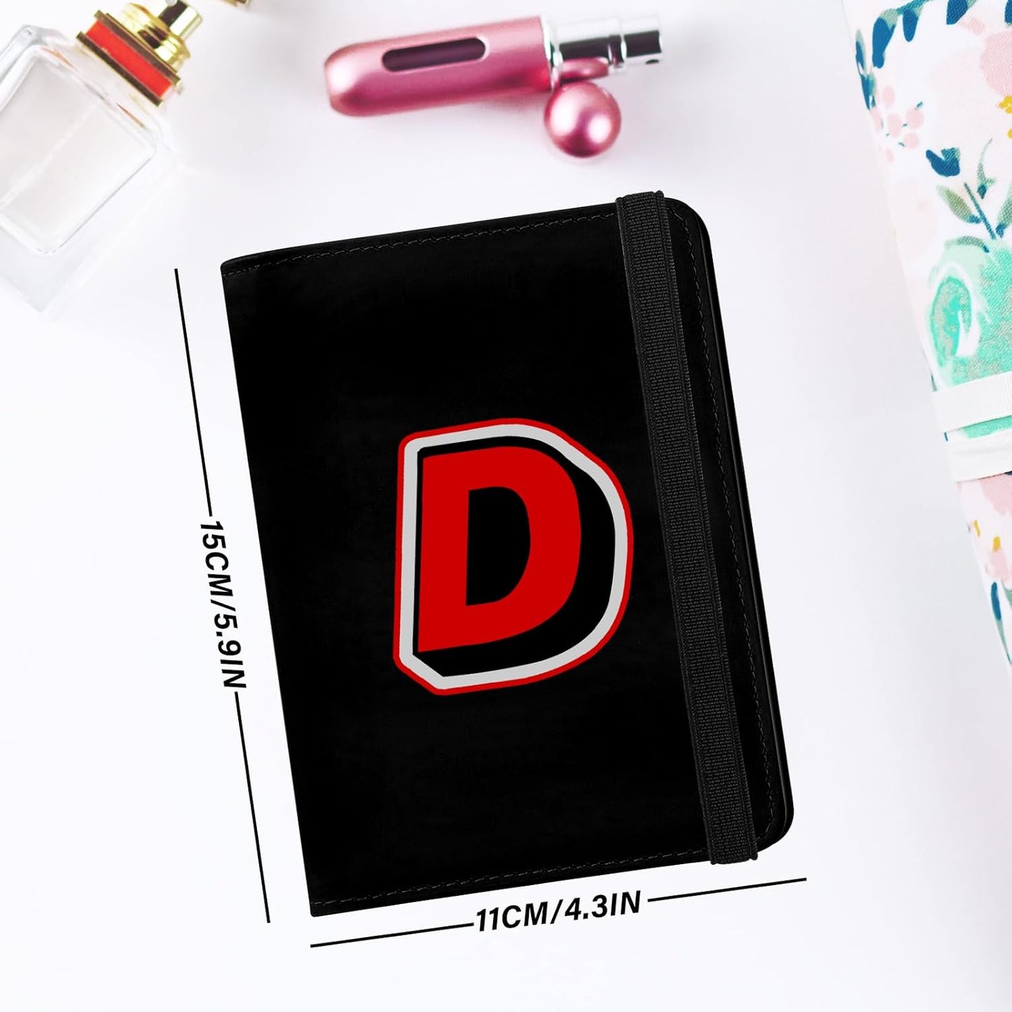 Cute Passport Holder and Holder Combo Passport Cover with Compatible Wallet Credit Card Protector RFID Blocking Women Men（Initial Monogram-D）