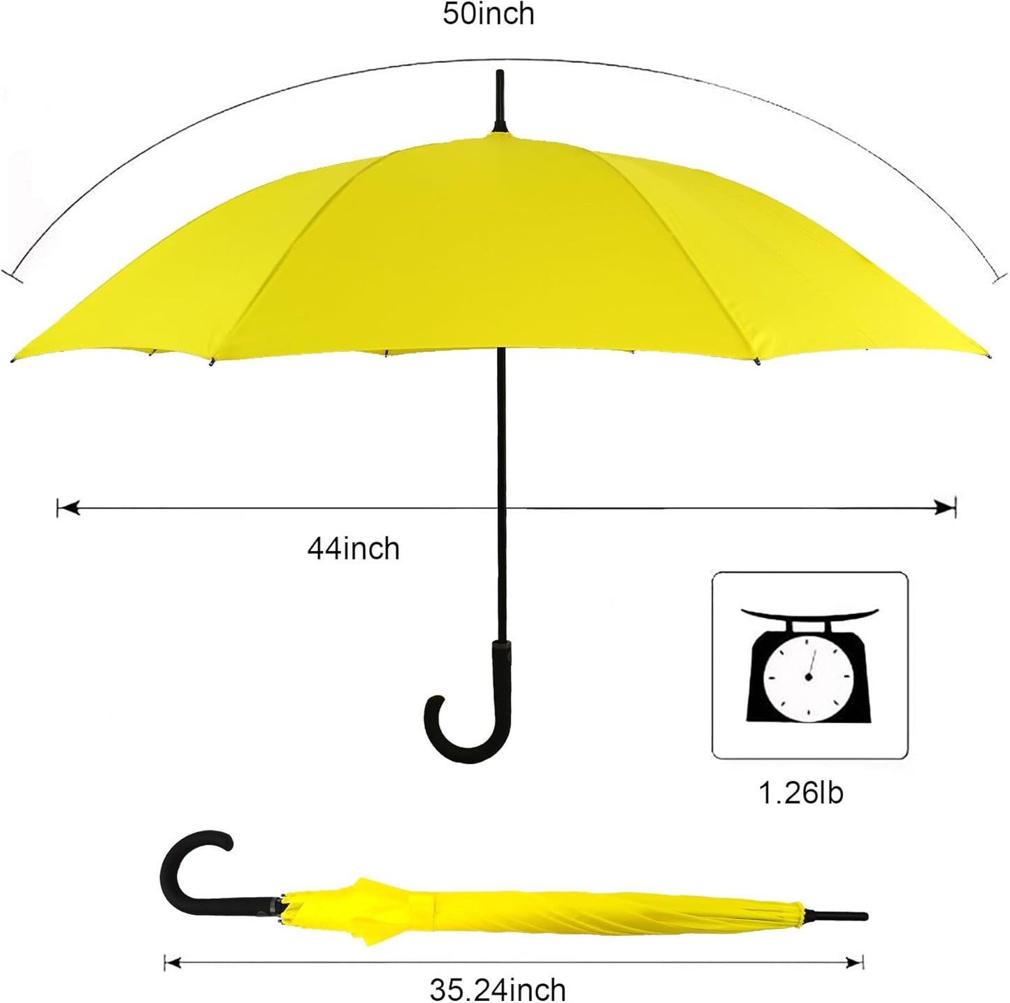 Large Stick Umbrella Windproof Automatic Open 50 Inch Umbrella with Hook Handle,Over Sized J Handle Umbrellas for Men and Women,Windproof Unbreakable Stick Rain Golf Umbrella.