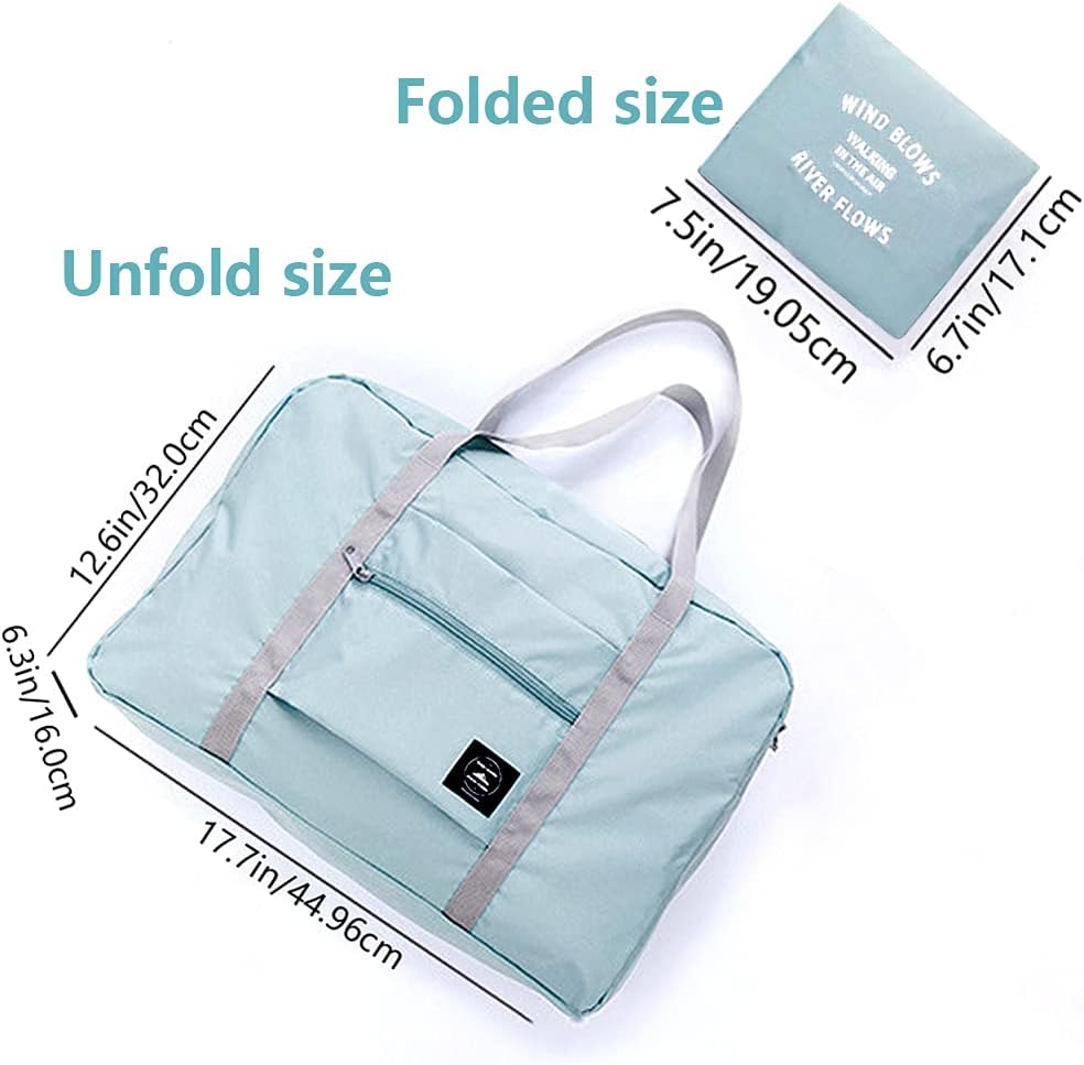 2PCS Travel Duffle Bag Tote Carry on Bag Nylon Lightweight Foldable Travel Bag Water Resistant Sports Gym Duffle Weekender Overnight Bag (Pink+Green+2Pe bag)