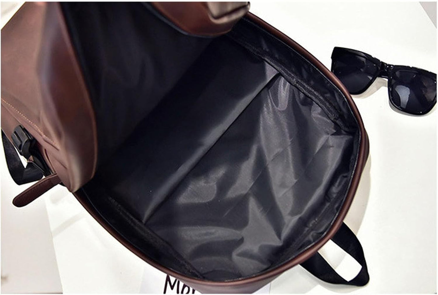 Mens Leather 16.1 inch Laptop Bag Travel Casual Computer Backpack College Business Work Shoulder Bags Waterproof (Brown)