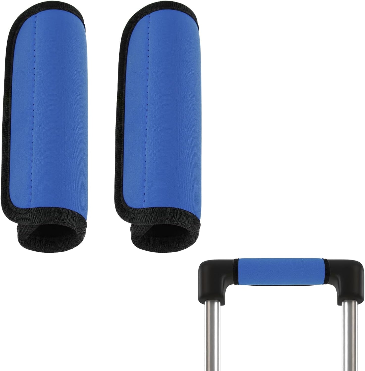 2 Pack Luggage Handle Wraps for Suitcase Neoprene Suitcase Handle Wraps Luggage Handle Covers Travel Suitcase Identifier Accessories (Blue)