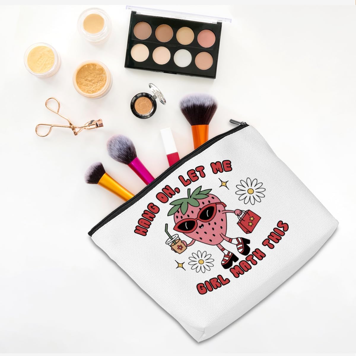 Inspirational Gifts for Women Strawberry Gifts Makeup Bag Mental Health Positive Affirmation Gifts for Therapist Tutor Her Psychologist Self Care Toiletry Bag Zipper Pouch Christmas Birthday