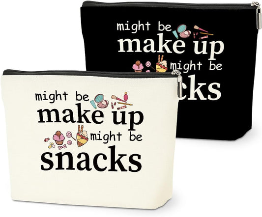 2 PCS Friend Gifts for Women Makeup Bag, Snack Bags, Funny Gifts Cosmetic Bags, Sister Birthday Christmas Graduation Friendship Gift for Daughter From Mom - might be makeup might be snacks