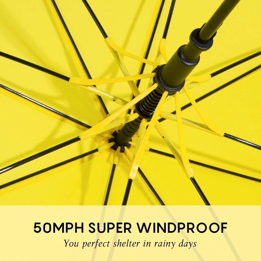 RUMBRELLA UV Stick Umbrella Auto Open UPF 50+ with J Hook Handle 51IN