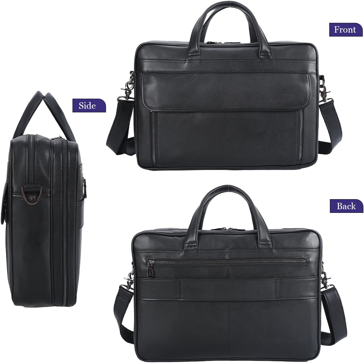 STAR VISTA Sforza Large 18" Laptop Messenger Bag, Leather Briefcase for Men, Business Travel, YKK Zippers and Brass Hardware
