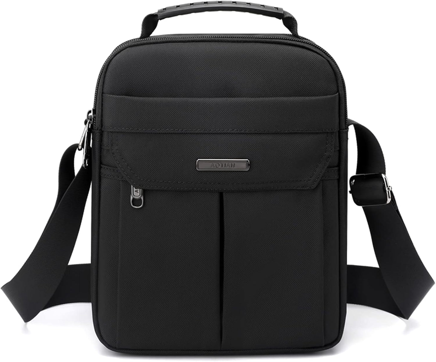 zhongningyifeng Men's Messenger Bag Small Nylon Crossbody Shoulder Bag Waterproof Casual Black Purse for Work Travel
