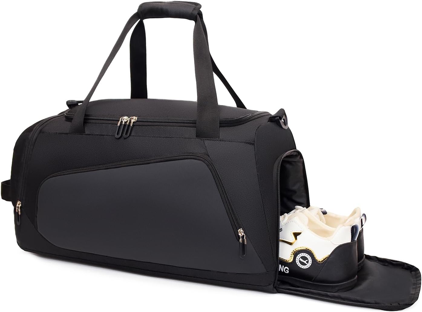 Waterproof Gym Bag with Shoe & Wet Compartment for Men/Women,Sports Duffle Bags for Workout/Fitness/Travel(Black,20"x11"x11")