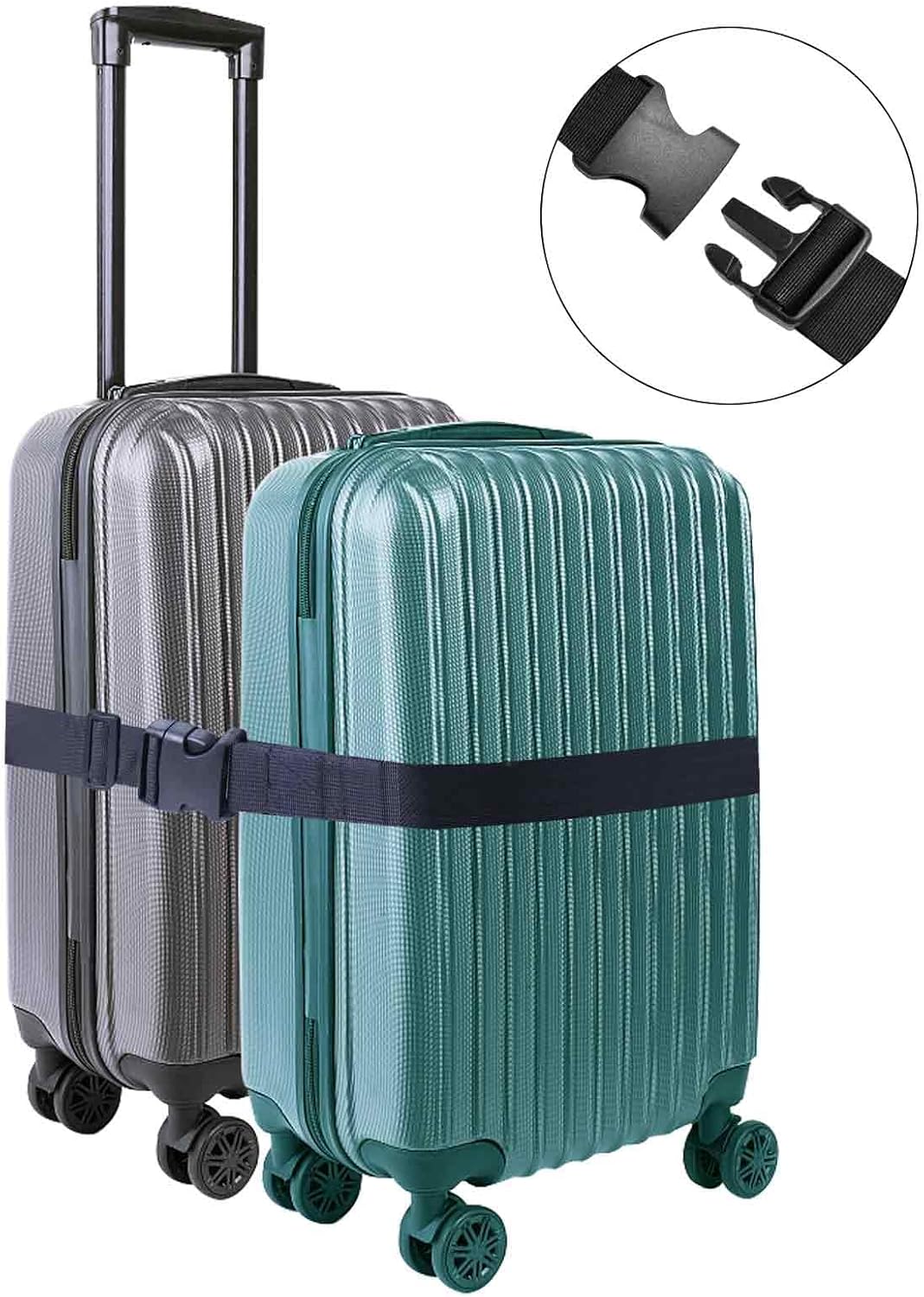 Add a Bag Luggage Strap - Heavy Duty Adjustable Suitcase Belt - Travel Accessory for 3 pcs Luggage Connecting - 3 Pack 1.5" W (Black)