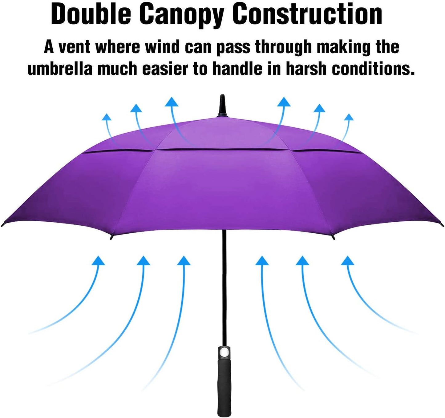 Golf Umbrella Large 58/62/68 Inch Automatic Open Golf Umbrella Extra Large Oversize Double Canopy