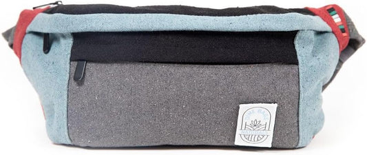 Dime Bags Oversized Fanny Pack, 100% Nepali Hemp Crossbody Waist Bag for Men & Women, Adjustable Strap, Multiple Pockets, Eco-Friendly Festival & Travel Bag, Boho & Neutral Colors, Reveller (Ash)