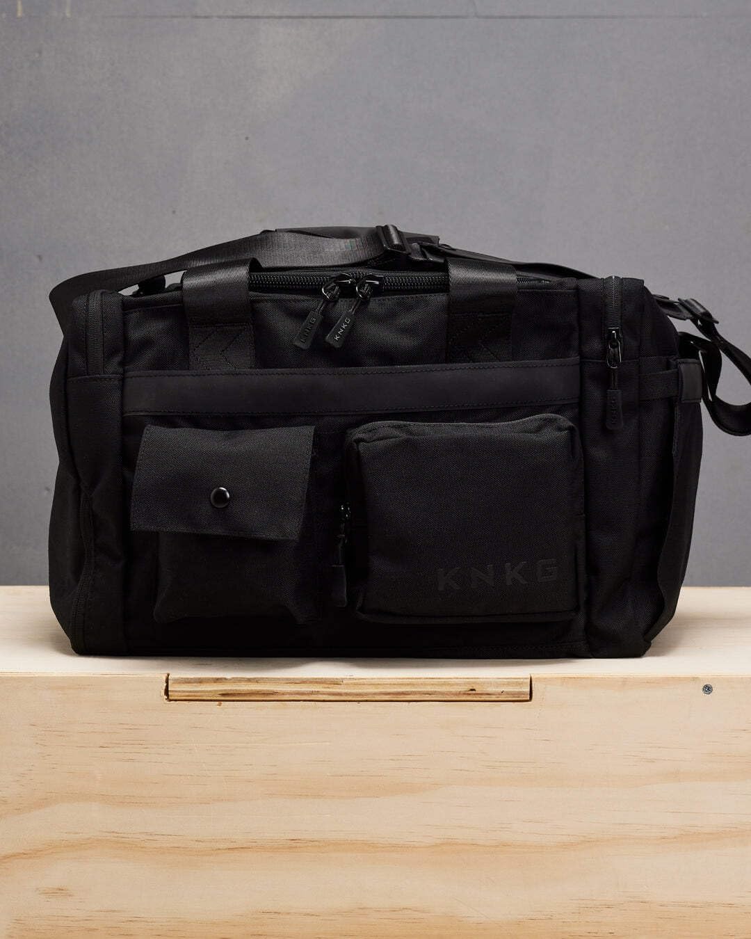 KNKG PLUS 63L Large Duffel Bag – Spacious, Durable Gym Bag with Dual Shoe Storage, Multiple Compartments & YKK Zippers for Fitness & Travel - Redwood (Black, Small 33L)