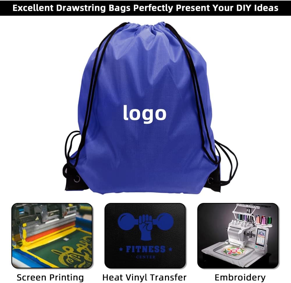 GoodtoU Drawstring Bags Bulk, 60 Pcs Draw String Bags Cinch Bag Drawstring Gym Bag Sackpack Backpack for Women Men, Blue