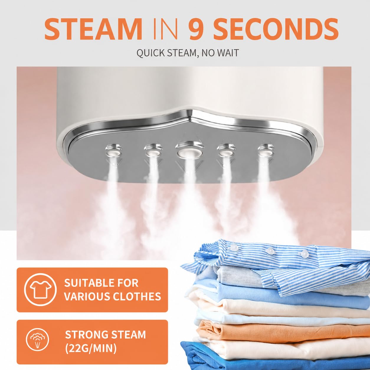 2026 upgraded 1200w Travel Garment Steamer for Clothes only used in 110v