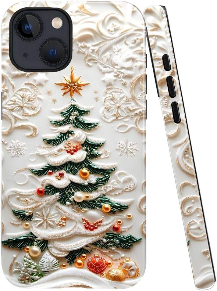 Case for iPhone 15 Plus - Slim Fit Anti-Scratch Phone Case for Girl Women - Christmas Tree Stained Glass (Glossy)
