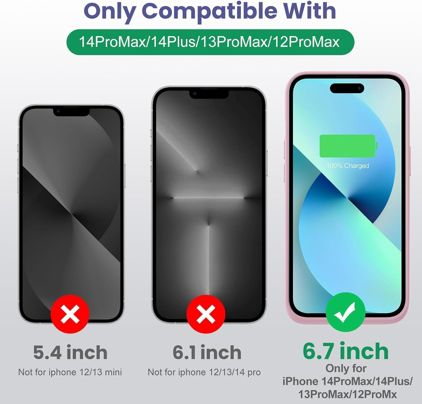 Battery Case for iPhone 14 Pro Max/14 Plus/13 Pro Max/12 Pro Max, [2024 Upgraded] Ultra-Slim 8600mAh Portable Extended Charger Case for iPhone 12 Pro Max Charging Case (6.7inch),Rosiness