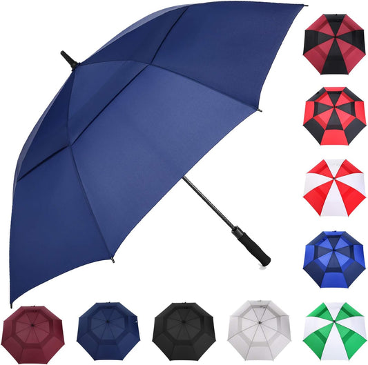 MRTLLOA Extra Large Golf Umbrella, 54/62/68/72 Inch Automatic Open, Oversize Double Canopy Vented Windproof Waterproof Sports Umbrellas for Rain