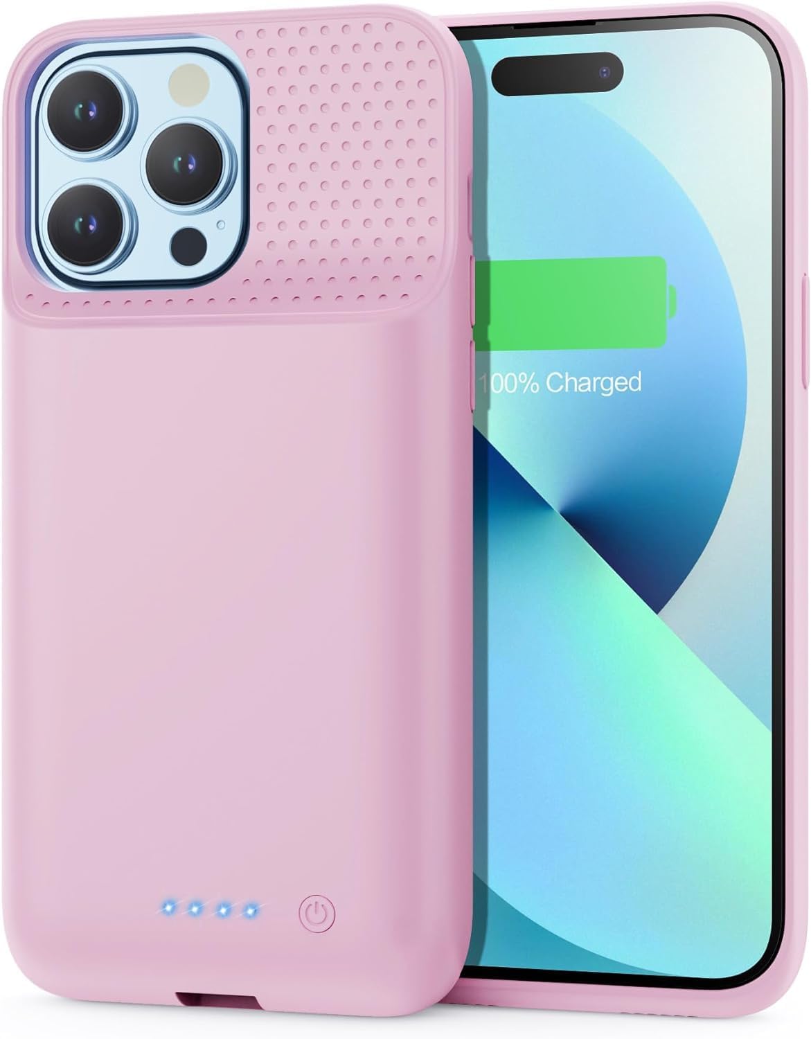 Battery Case for iPhone 14 Pro Max/14 Plus/13 Pro Max/12 Pro Max, [2024 Upgraded] Ultra-Slim 8600mAh Portable Extended Charger Case for iPhone 12 Pro Max Charging Case (6.7inch),Rosiness