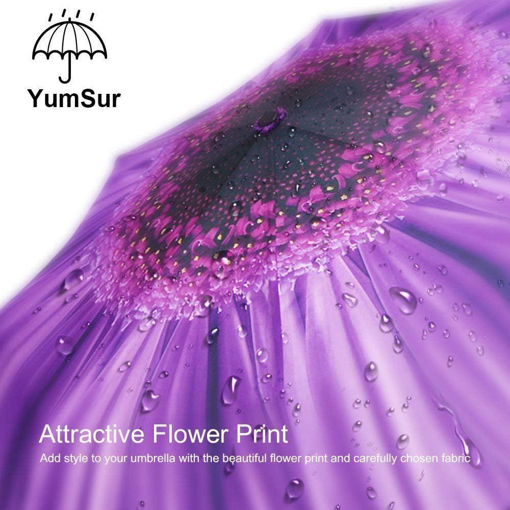 YumSur Compact Travel Umbrella - Windproof, Reinforced Canopy, Tested in 60mph Winds, Strong Reinforced Windproof Umbrella, One Touch Auto Open/Close for Men & Women