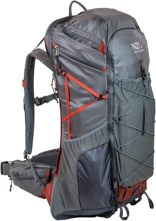 NEAR ZERO The Dean Ultralight Organizational Hiking Backpack for Backpacking Adventures | 50L Camping Essentials Bag | Medium Torso | Ultralight 3lbs Trekking Bag