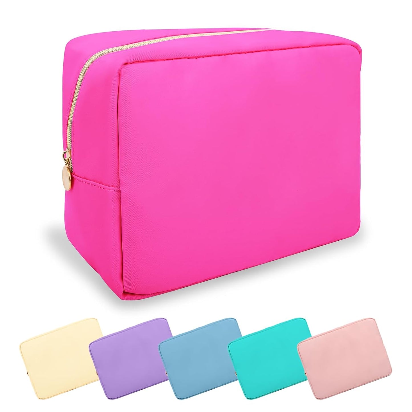Large Makeup Bag Pouch,Nylon Women Travel Toiletry Storage Bag Preppy Cosmetic Bag for Girls,Big