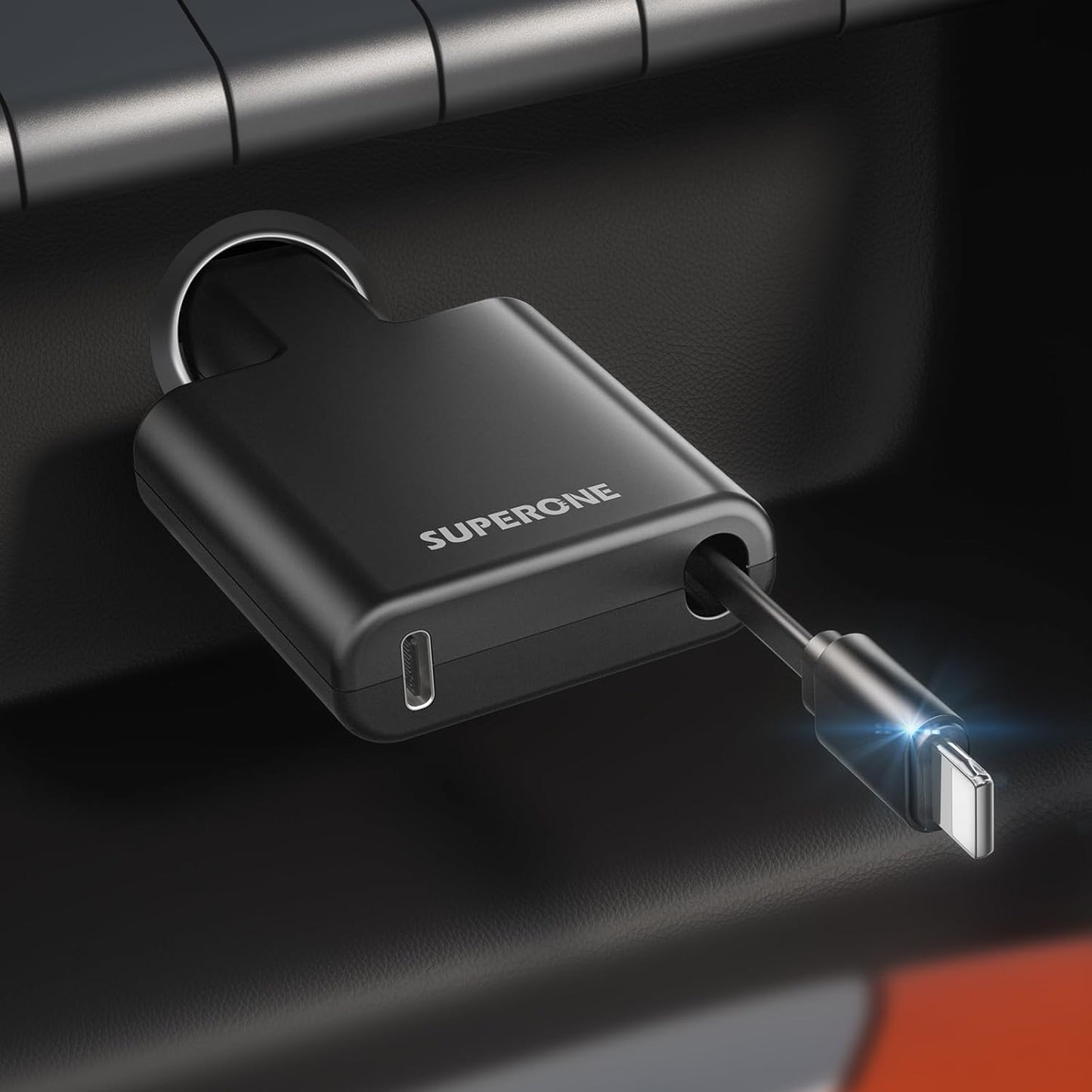 [Ultra Compact] SUPERONE iPhone Retractable Car Charger, Smaller Size Fast Car Charger Adapter with Retractable Apple Cable, Car Chargers for Apple iPhone 14 13 12 11 Pro/XS/XR/Mini/X/iPad/AirPods