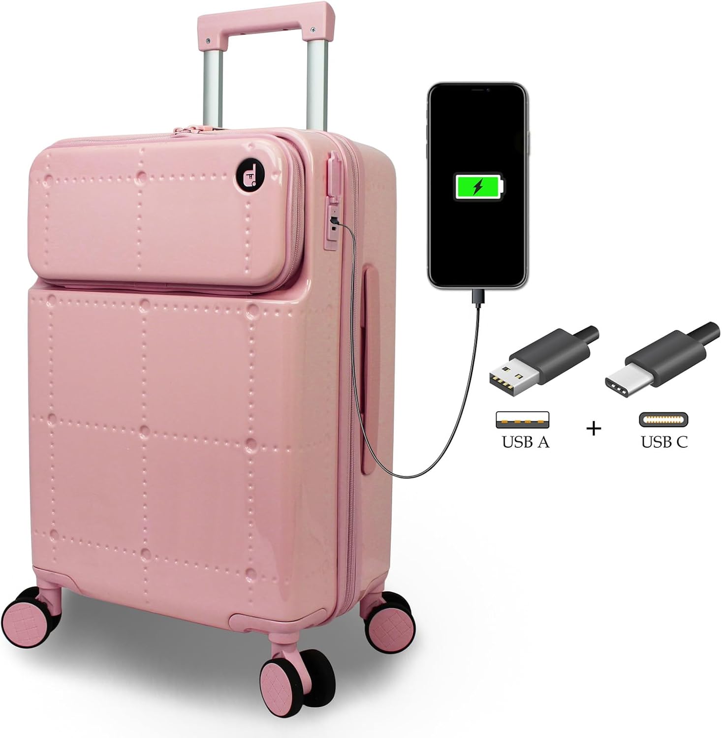 World Traveler Dejuno Smart 20-Inch Carry-On Luggage with USB Ports - Pink
