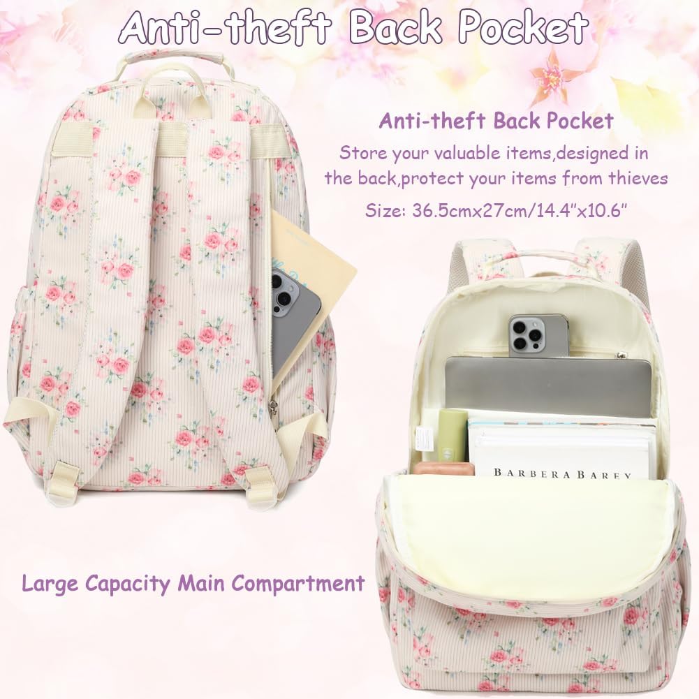 Meisohua Backpack for Girls School Bookbag for Kids Teens 17 inch Laptop Backpack for Women Large Corduroy Book Bag Travel Backpack with Anti-Theft Pocket