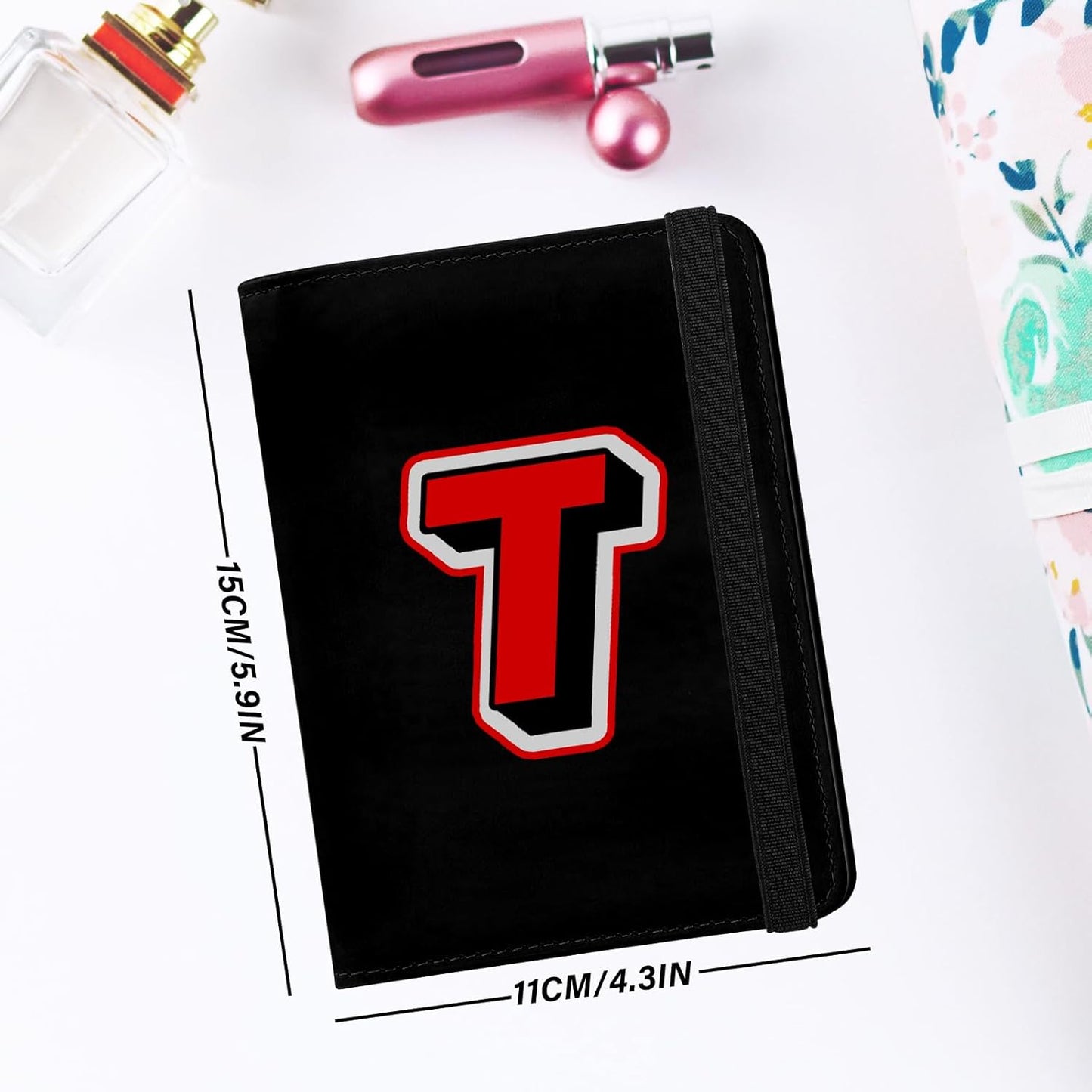 Cute Passport Holder and Holder Combo Passport Cover with Compatible Wallet Credit Card Protector RFID Blocking Women Men（Initial Monogram-T）