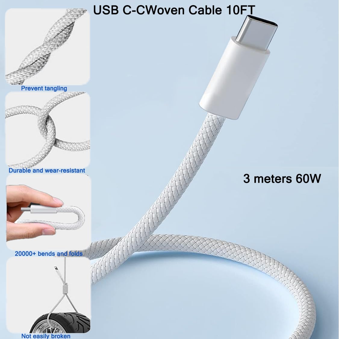 iPhone 16 15 Charger, 2Pack PD Dual USB C Charger Block Fast Charging Wall Charger Plug with 10FT