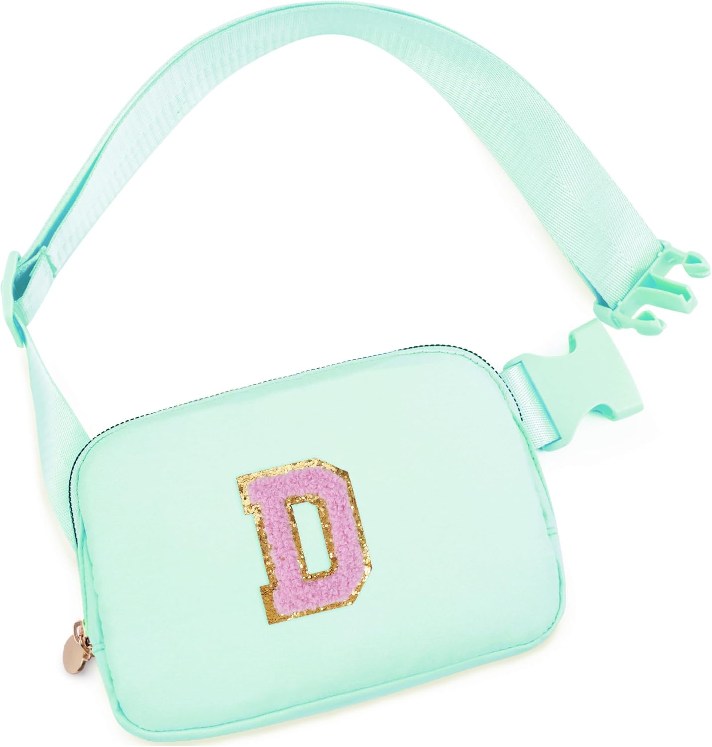 Belt Bag Fanny Pack Crossbody Bags with Initials Letter Patch Cute Stuff Birthday Gifts for Teenager Girls Trendy Stuff for Teens | D,Light Green