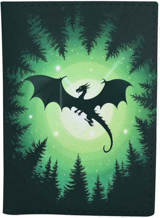 Dragon Passport Holder for Travel Green Starry Sky Dragon PU Leather Passport Cover Wallet Cute Passport Card Holder for Women and Men