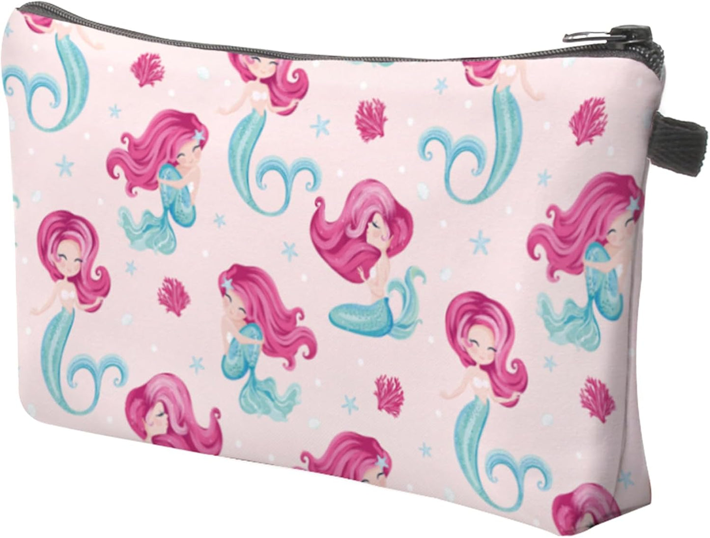 Cute Travel Makeup Bag Cosmetic Bag Small Pouch Gift for Women (Pink Mermaid)