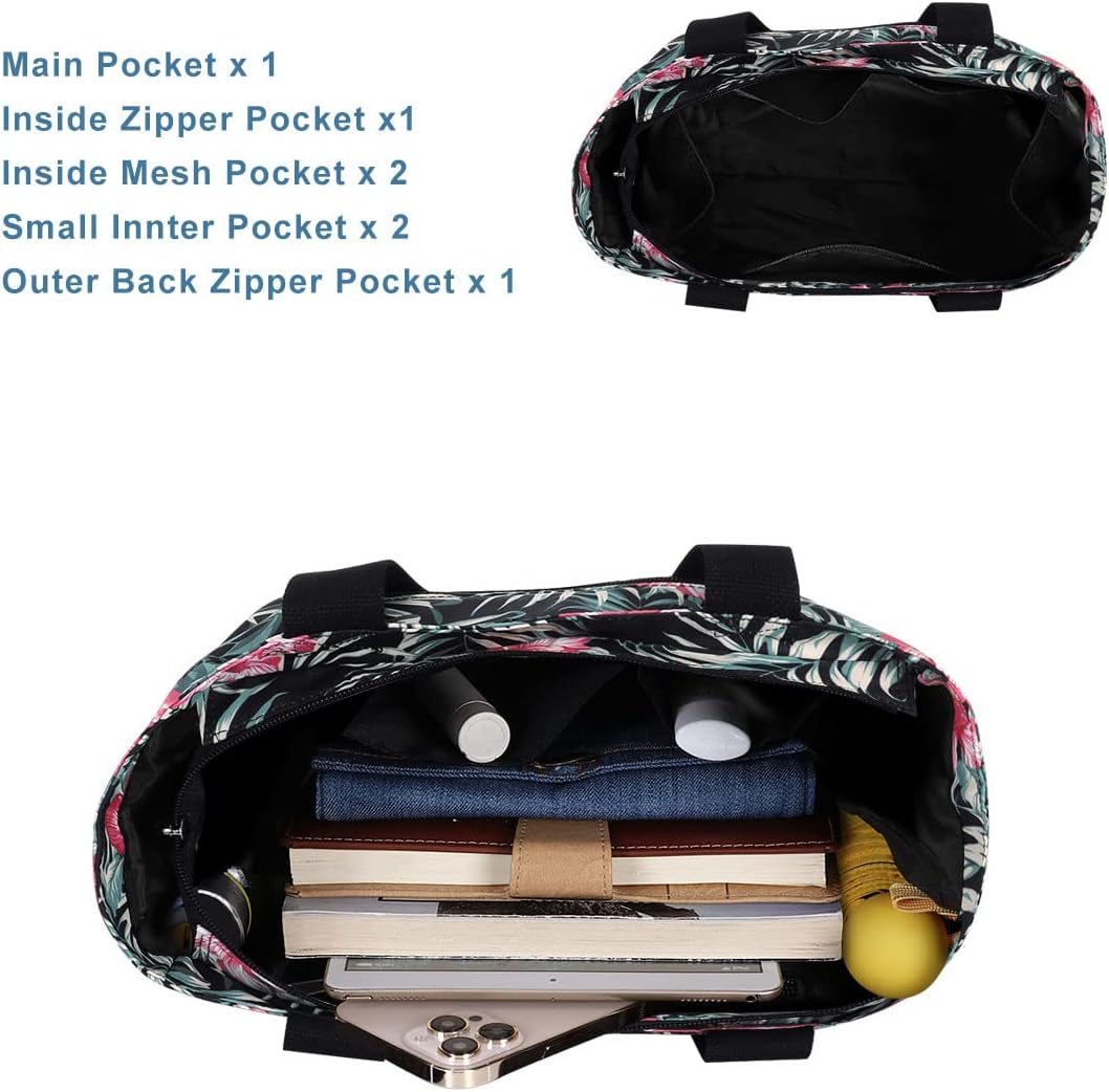 Tote Bag with Zipper for Women Inside Mesh Pocket Heavy Duty Casual Anti-water Cloth Travel Shoulder Handbag