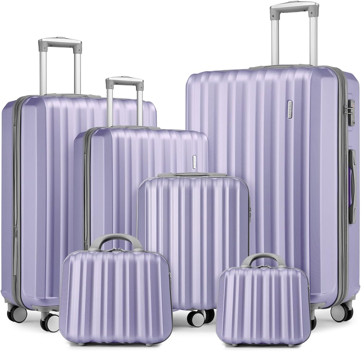 LARVENDER Luggage Sets 6 Piece, Expandable Luggage Hardshell Suitcases Set with Spinner Wheels, Lightweight Travel Luggage Sets Clearance with Cosmetic Cases, Lavender(12/14/18/20/24/28)"