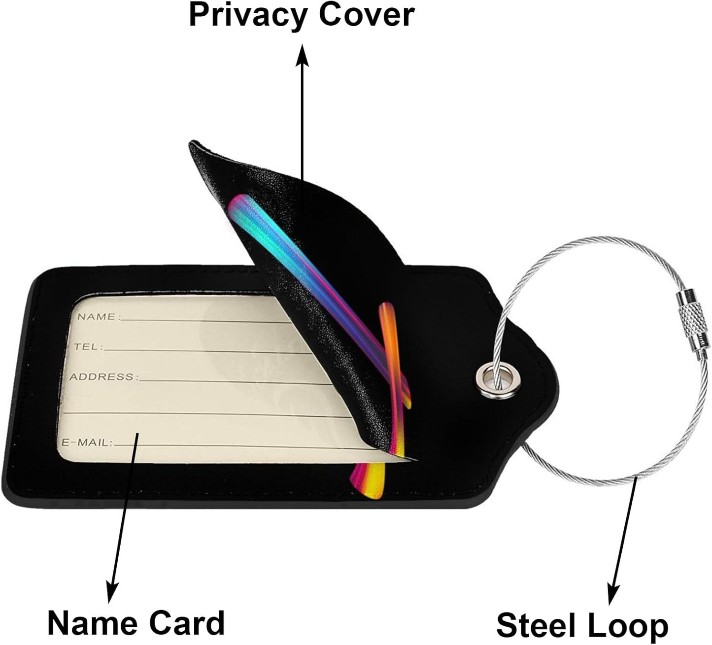 2 Pack Initial Luggage Tags for Suitcase, Colorful Letter Design Cruise Name Bag Tags, Novelty Baggage Identifiers with Full Privacy Cover, Leather ID Label for Women Men Kids Travel, Rainbow Letter T