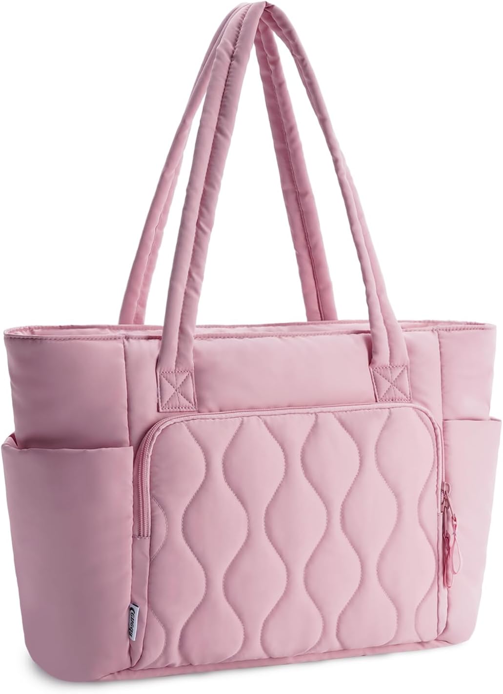 Ceneda Tote Bag for Women With 40oz Cup Holder, Puffer Work Laptop Tote Bag With Zipper for Travel, Teacher, Nurse