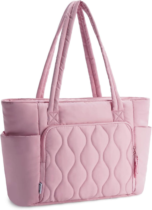 Ceneda Tote Bag for Women With 40oz Cup Holder, Puffer Work Laptop Tote Bag With Zipper for Travel, Teacher, Nurse