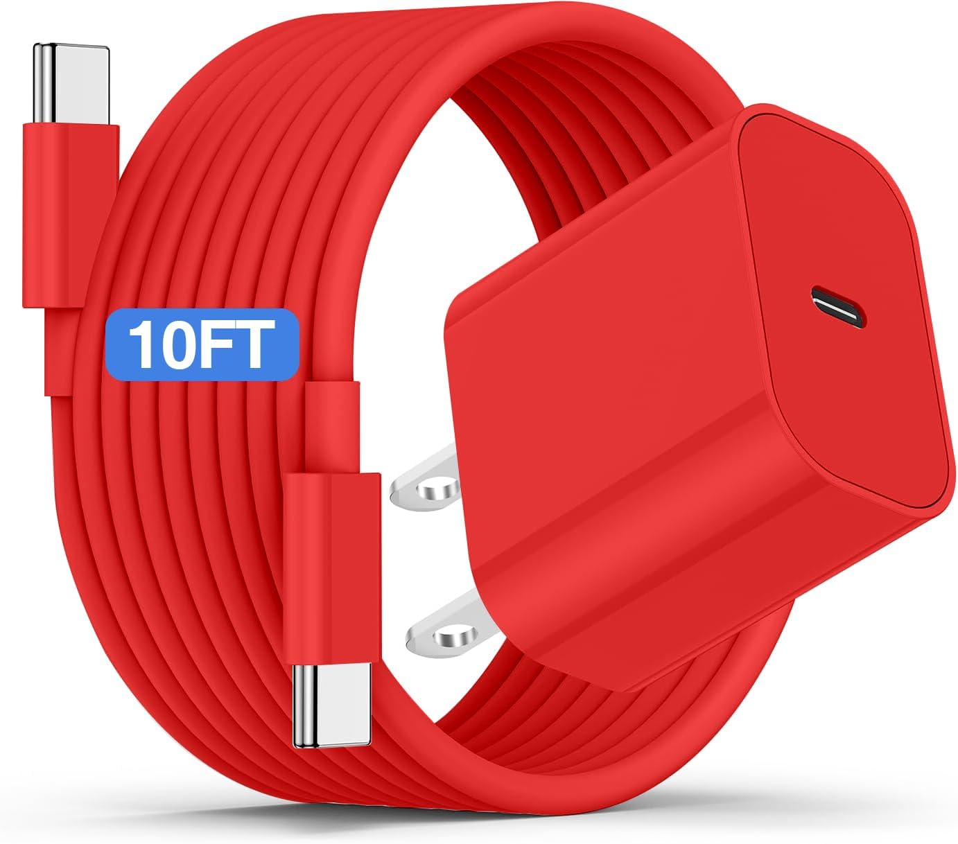 iPhone 16 15 Fast Charger and 10ft Type C to C Cable Cord Long,20W USB C Charging Block for Apple iPhone 16 Pro/16 Plus/15 Pro Max/15/iPad Wall Plug Power Adapter Cube Brick 12.9/11/Air 4th/6 Gen/Mini